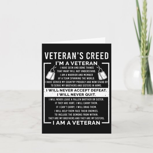 Veteran's Creed Patriot War Usa Oath Grandpa  Kaart (Voorkant)