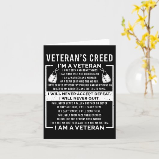 Veteran's Creed Patriot War Usa Oath Grandpa Kaart (Gele Bloem)