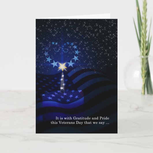 Veterans Dag Amerikaanse vlag Kaars en Star Heart Kaart (Voorkant)