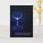 Veterans Dag Amerikaanse vlag Kaars en Star Heart Kaart (Gele Bloem)