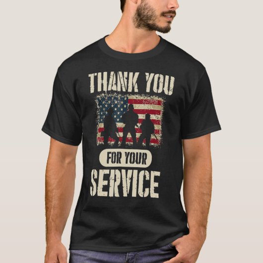 Veterans Dag Dank u voor uw services Patriottisch T-shirt (Voorkant)