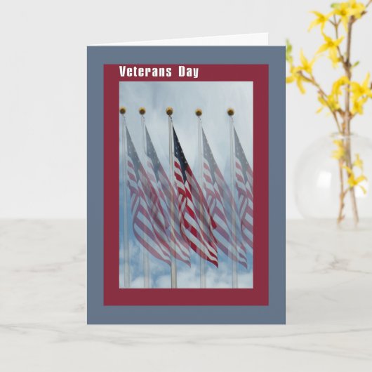 Veterans Dag Kaart met vijf vlaggen (Gele Bloem)