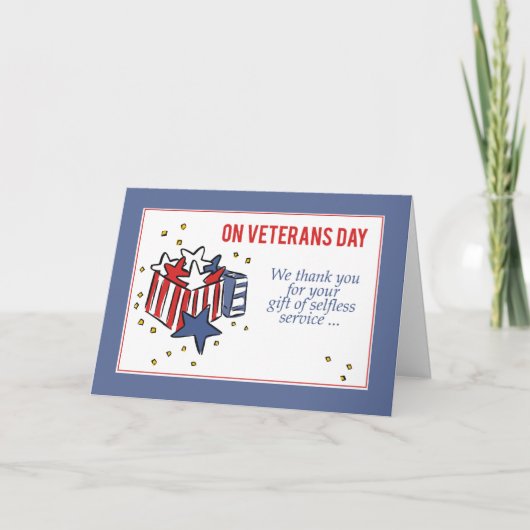 Veterans Dag Patriottisme Dank u Gift Box van Star Bedankkaart (Voorkant)