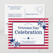 Veterans Dag sterren Stripes Moderne Patriotpartij Uitnodiging Briefkaart (Voorkant / Achterkant)