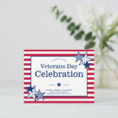 Veterans Dag sterren Stripes Moderne Patriotpartij Uitnodiging Briefkaart (Staand voorkant)