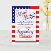 Veterans Dag Typografische Stars en Stripes Legend Kaart (Gele Bloem)