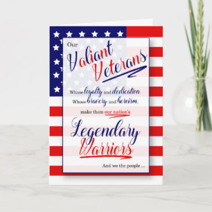 Veterans Dag Typografische Stars en Stripes Legend Kaart