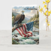 Veterans Day Bald Eagle met Amerikaanse vlag Kaart (Gele Bloem)