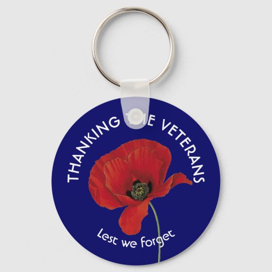 Veterans Day BEDANKT Herinneringsdag Poppy Sleutelhanger (Voorkant)