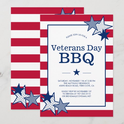Veterans Day Bold Stars en Stripes Patriotic BBQ  Kaart (Voorkant / Achterkant)