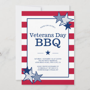Veterans Day Bold Stars en Stripes Patriotic BBQ  Kaart