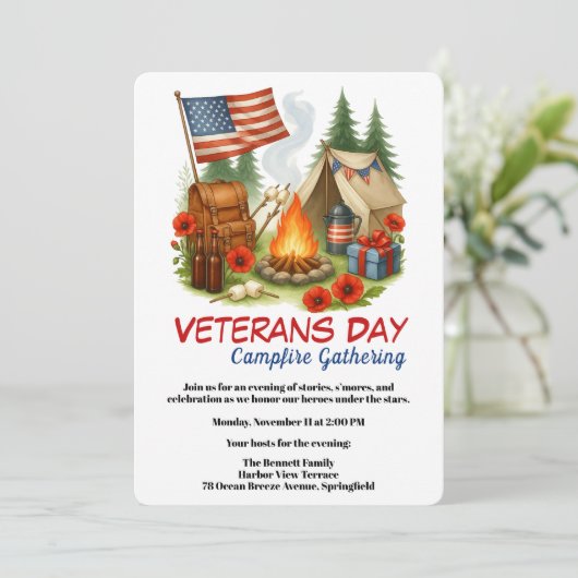 Veterans Day | Campfire Gathering Kaart (Staand voorkant)