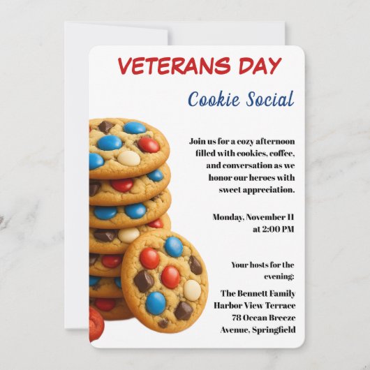 Veterans Day | Cookie Social Viering Kaart (Voorkant)
