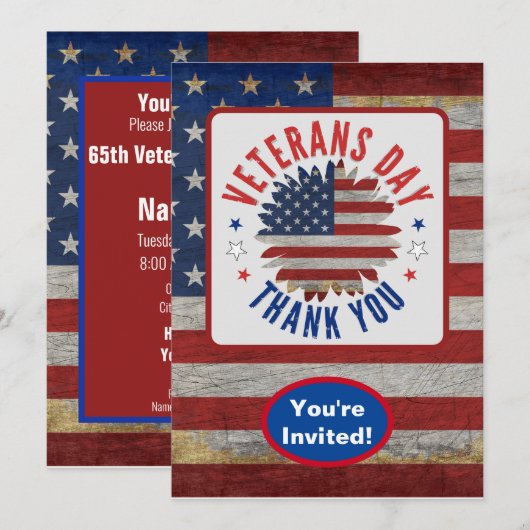 Veterans Day Dank u 4th van juli Party Event Kaart (Voorkant / Achterkant)