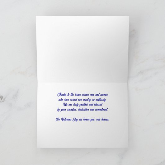 Veterans Day dankbare en gezegende patriottische s Kaart (Binnen)