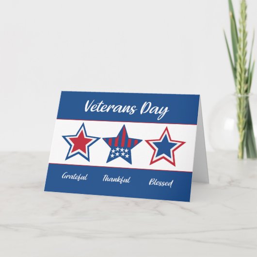 Veterans Day dankbare en gezegende patriottische s Kaart (Voorkant)