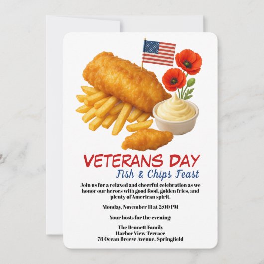 Veterans Day | Fish and chips Celebration Kaart (Voorkant)