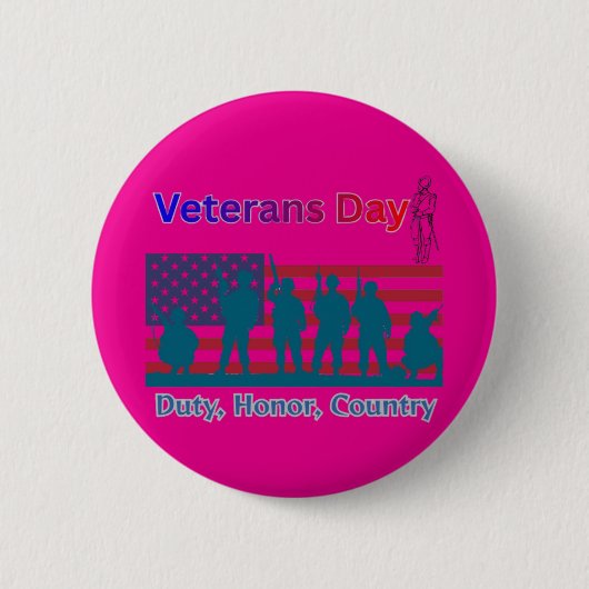 Veterans Day hete roze Ronde Button 5,7 Cm (Voorkant)