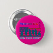 Veterans Day hete roze Ronde Button 5,7 Cm (Voorkant /achterkant)