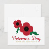 Veterans Day Honor Flowers Briefkaart (Voorkant / Achterkant)