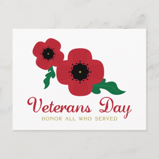 Veterans Day Honor Flowers Briefkaart (Voorkant)