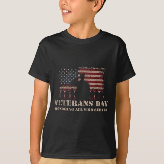 Veterans Day Honoring All Who Served Patriotic Fla T-shirt (Voorkant)