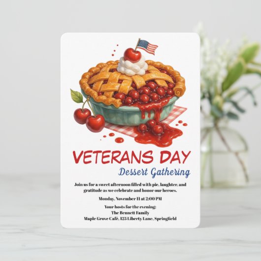 Veterans Day Invitation | Cherry Pie Celebration Kaart (Staand voorkant)