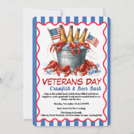Veterans Day Invitation | Crawfish & Beer Party Kaart