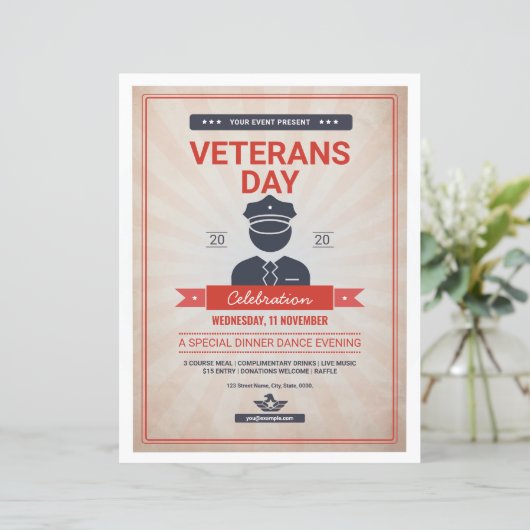 Veterans Day Invitation Flyer Sjabloon (Staand voorkant)
