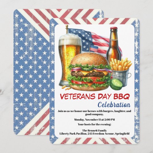 Veterans Day Invitation | Honoring Heroes BBQ Kaart (Voorkant / Achterkant)