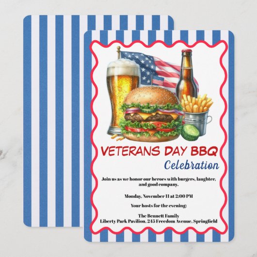 Veterans Day Invitation | Honoring Heroes BBQ Kaart (Voorkant / Achterkant)