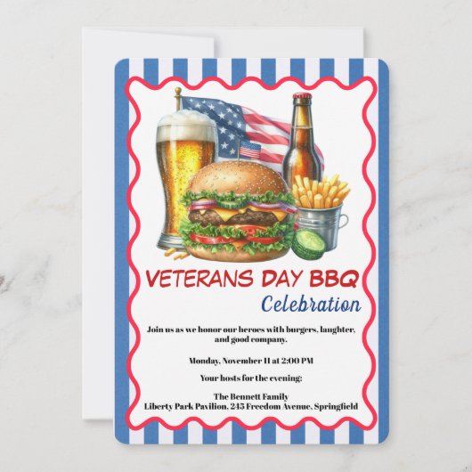 Veterans Day Invitation | Honoring Heroes BBQ Kaart (Voorkant)