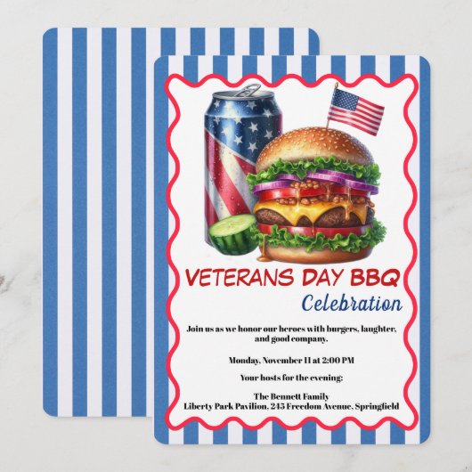 Veterans Day Invitation | Honoring Heroes BBQ Kaart (Voorkant / Achterkant)
