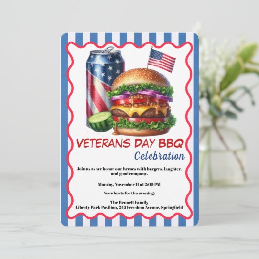Veterans Day Invitation | Honoring Heroes BBQ Kaart (Staand voorkant)