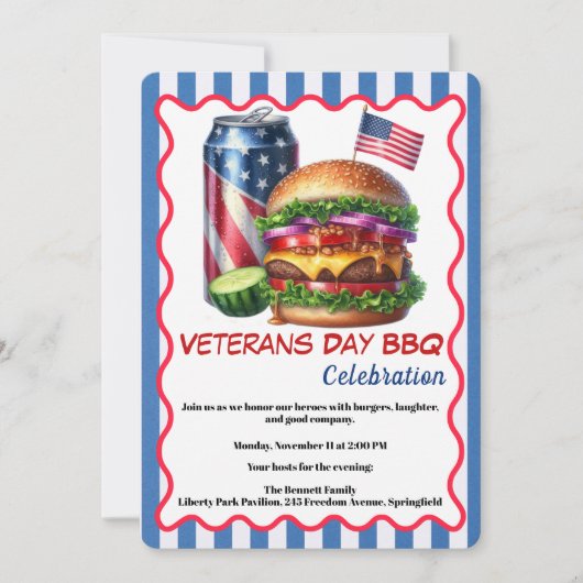 Veterans Day Invitation | Honoring Heroes BBQ Kaart (Voorkant)