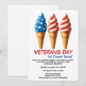Veterans Day Invitation | Ice cream social party Kaart (Voorkant / Achterkant)