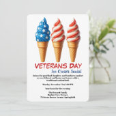 Veterans Day Invitation | Ice cream social party Kaart (Staand voorkant)