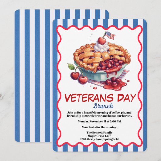 Veterans Day Invitation | Patriotic Brunch Kaart (Voorkant / Achterkant)