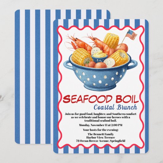 Veterans Day Invitation | Seafood Boil Celebration Kaart (Voorkant / Achterkant)