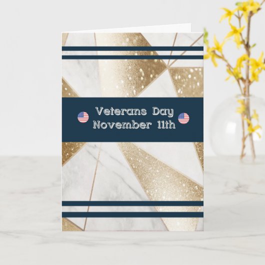 Veterans Day Kaart Designer Faux Gold Background (Gele Bloem)