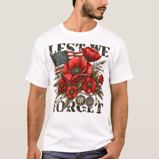 Veterans Day Lest we vergeten rode papaver bloem U T-shirt