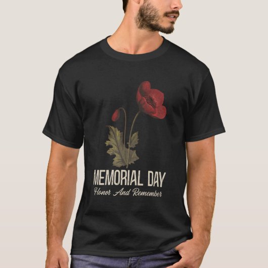Veterans Day Lest we vergeten rode papaver bloem U T-shirt (Voorkant)