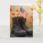 Veterans Day Military Combat Boots and Flag Kaart (Gele Bloem)