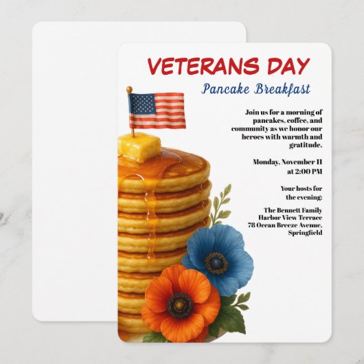 Veterans Day | Pancake Breakfast Celebration Kaart (Voorkant / Achterkant)