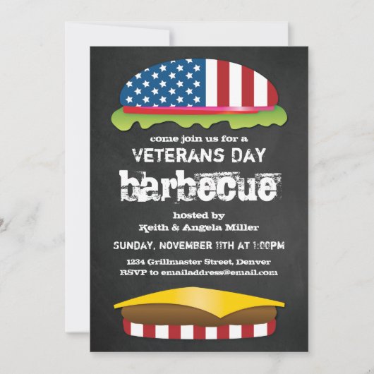 Veterans Day Patriotic BBQ Burger Kaart (Voorkant)
