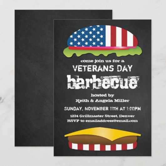 Veterans Day Patriotic BBQ Burger Kaart (Voorkant / Achterkant)