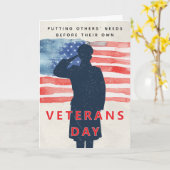 Veterans Day Patriotic Theme Salute and U.S. Flag Kaart (Gele Bloem)