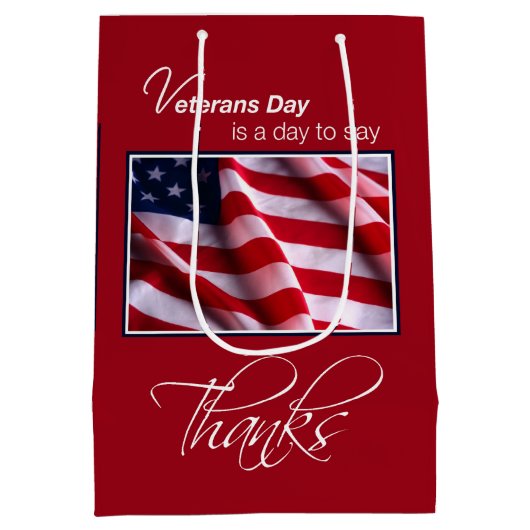 Veterans Day Patriottische Amerikaanse vlag Bedank Medium Cadeauzakje (Achterkant)