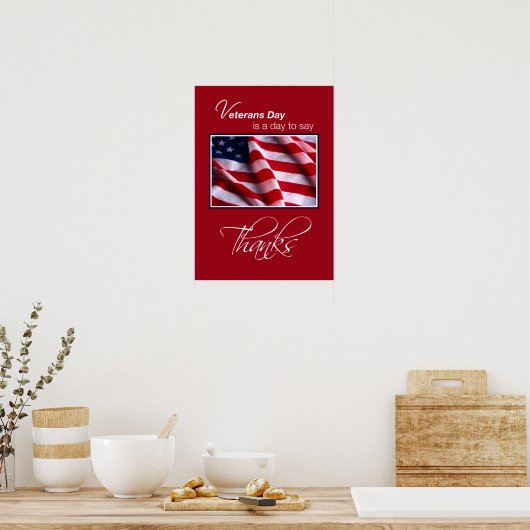 Veterans Day Patriottische Amerikaanse vlag Bedank Poster (Keuken)