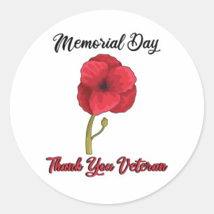 Veterans Day Pride USA Memorial Day Poppy Ronde Sticker
